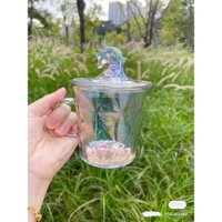 Có sẵn - cốc thuỷ tinh Flower knows kỳ lân thú một sừng Unicorn hologram