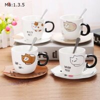 [CÓ SẴN] Cốc uống cà phê, cốc bằng sứ hình mèo warm you dễ thương, ly tách uống nước: 1.3.5