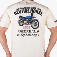 ((Có sẵn Cotton nguyên chất) Áo thun ngắn tay Kaminari Mach Xe đạp cũ Xe đạp kiểu Mỹ thông thường