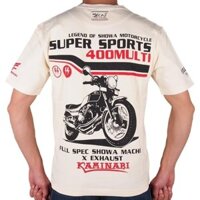 ((Có sẵn Cotton nguyên chất) Áo thun ngắn tay Kaminari Xe máy Showa Xe cũ in hình ngắn @