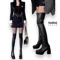 (CÓ SẴN ĐEN)- GIÀY BỐT ĐÙI CAO GÓT 8CM CAO CẤP MŨI VUÔNG BOOT ĐÙI THỜI TRANG FORM ÔM CHÂN THON DÀI DA XỊN BỐT ĐÙI