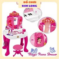 CÓ SẴN Đồ chơi bàn trang điểm kèm đàn piano cho bé có ghế ngồi cho bé gái có 2 cánh cửa 2025A CÓ SẴN- có sẵn
