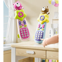 [Có sẵn] Đồ chơi điều khiển TV âm nhạc kèm còi thổi 2in1, có âm thanh trắng nhạc vui nhộn mẫu gấu