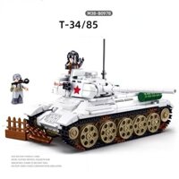 (có sẵn) đồ chơi lắp ráp mô hình sluban M38-B0978 xe tank army T34/85 thời Thế chiến II