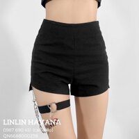 [Có sẵn] [Giá hủy diệt] Quần Ngắn Đen Trơn Có Chain Dây Vòng Một Bên Đùi Khoác Kéo Giọt Nước Bên Hông