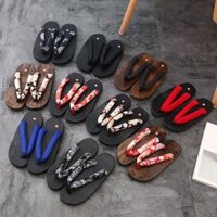 (Có Sẵn) Guốc gỗ Geta Nhật Bản đầu tròn đế phẳng đệm cao su chống trượt đi cực êm và đẹp