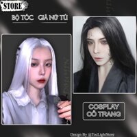 🔥(CÓ SẴN - HÀ NỘI) Tóc giả cổ trang cosplay NỮ, Nam -  Màu TRẮNG bạch kim, ĐEN dài 70cm - Tóc giả nam cosplay cổ trang