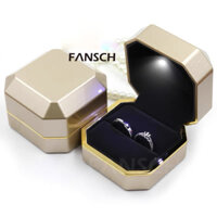 CÓ SẴN HCM- Hộp Đựng Nhẫn cặp, nhẫn Đính Hôn Nhung Hình Vuông Có Đèn LED Sang Trọng - hộp nhẫn vàng kim