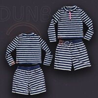 [CÓ SẴN HOẢ TỐC] Đồ bơi 2 Mảnh Dài tay bé trai 2-5 tuổi Xanh Trắng Thủy Thủ Quần lửng ngố Quần chun Cổ tròn kéo khóa c