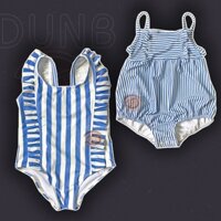 [CÓ SẴN HOẢ TỐC] Đồ bơi liền thân bé gái 2 dây sọc xanh trắng dáng quả bí 18 tháng đến 14 tuổi viền bè thủy thủ