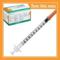 (có sẵn) (kim tiểu đường) Bơm tiêm Isulin BBraun Omnican 1cc U100 (Kim đầu cam) (Hộp 100 chiếc)