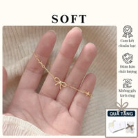 [Có Sẵn] Lắc Tay Bạc S925 Mạ Vàng Nơ Dễ Thương- SOFT