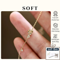 [Có Sẵn] Lắc Tay Bạc S925 Mạ Vàng Hình Hoa Hồng Sang Trọng- SOFT