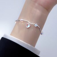 [Có Sẵn] Lắc tay gợn sóng đá moonstone trái tim nhân tạo bạc 925, lắc tay bạc trái tim dây gợn sóng Blackmeo