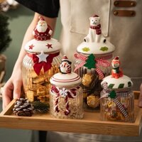 /CÓ SẴN/ Lọ thuỷ tinh, hũ thuỷ tinh đựng bánh kẹo, mứt, socola, decor Noel trang trí, quà tặng Giáng sinh