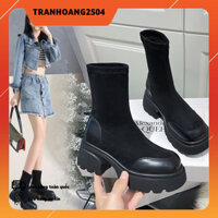 (CÓ SẴN LOẠI 1) Giày boot da lộn đế cao 7,5cm form gọn ôm chân hàng QC loại đẹp  mã T633