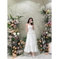 (Có sẵn) Maxi quây thô dài ngực bo chun