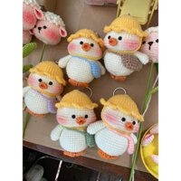 CÓ SẴN Móc khoá Vịt đi học bằng len/ cặp vịt đeo thật đựng được