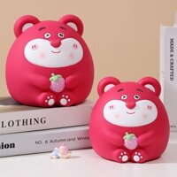 Có Sẵn Ống Heo Tiết Kiệm Hình Gấu Dâu Có Chỗ Lấy Tiền Ra, Quà tặng Sinh Nhật Automatik