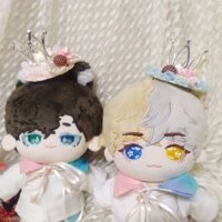 [Có sẵn - Outfit Doll] Set Đồ Đôi 2 Bộ Trang Phục Áo Sơ Mi Quần Short Kèm Nón Vương Miện Rainbow Pegasus Cho Doll 20cm