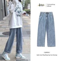 [CÓ SẴN] Quần jean ống rộng cạp cao ulzzang lai thường lai tua (Nhiều màu, có bigsize) - 1Minute QJS010