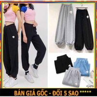 [CÓ SẴN] Quần Jogger nỉ thun co giãn siêu thoải mái/QUẦN JOGGER THUN NỈ THÊU HOA CÚC UNISEX MÀU ĐEN XÁM XANH 2021