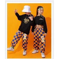 [Có sẵn] SET ĐỒ HIPHOP 2 CHI TIẾT ÁO CROPTOP CÁ TÍNH CHO BÉ GÁI- HÀNG QCCC