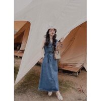 (Có sẵn) Set váy bò dài ba lỗ kèm ảnh thật