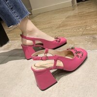 (CÓ SẴN SIZE 38) Giày búp bê hồng gót vuông dây quai sau (TB)