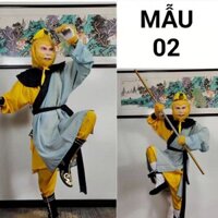 (CÓ SẴN) Trang Phục Tôn Ngộ Không Tề Thiên Đại Thánh Kèm Áo Khoát Xanh, Giày Boot, Bọc Cổ Tay