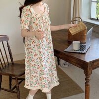 {Có Sẵn} Váy Ngủ Nữ Tay Lửng VN17 Xanh Dưới 66kg Đầm Ngủ Dễ Thương Váy Ngủ Tiểu Thư Xinh Xắn Đáng Yêu