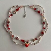 [Có Sẵn] Vòng Cổ Xâu Chuỗi Hạt Ngọc Dâu Tây Cute Phong Cách Coquette y2k, Downtown Girl Aesthetic