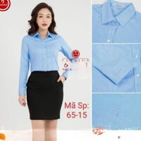 CÓ SẴN.Áo sơ mi nữ Thái Hòa sọc caro màu xanh dương đậm