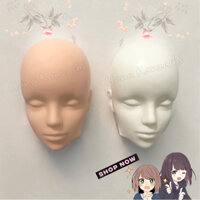 CÓ SẴN_Đầu canh búp bê Silicon Dolly mặt trơn 2 màu Style Wig, trưng bày tóc giả, phụ kiện,..