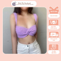 [CÓ SẴN/HCM] áo len móc kiểu xoắn ngực croptop CARA top (áo kèm mút ngực)
