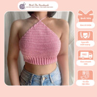 [CÓ SẴN/HCM]Áo len móc yếm thắt dây nơ lưng HANA crochet top by Minh Thư Handmade