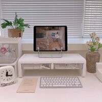 Có sẵn_Kệ máy tính Laptop có ngăn kéo, kệ giá sách đa năng kê màn hình để bàn nhựa thông minh cải thiện tư thế ngồi