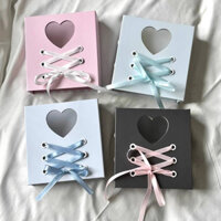 [CÓ SẴN]SỔ ĐỰNG ẢNH MINIBINDER NOTENOTE RINBON CUTOUT TRÁI TIM BÌA CỨNG NÚT NAM CHÂM - Cáo nuôi rái cá