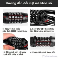 (CÓ SHIP HỎA TỐC) KHÓA DÂY XE CHỐNG TRỘM 5 SỐ CAO CẤP CHÍNH HÃNG