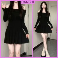 [CÓ SIZE] Đầm Body Dài Tay Trễ Vai RANSHI Thiết Kế Váy Xếp Ly Hack Dáng Style Hàn Quốc Chất Thun Cotton Mềm Mát - RBD120