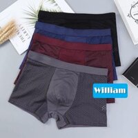 Có size lớn Hộp 4 quần lót boxer nam William WS60 - Quần sịp đùi lưới thông hơi thoáng mát - Nhiều màu,3XL