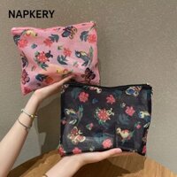 Cơ sở túi giặt NAPKERY, Túi đựng đồ trang điểm cổ điển phong cách Nhật Bản, Túi vệ sinh dung tích lớn hoa chống thấm nước