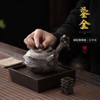 Cổ Sớm Đốt Hồ Đá Bên Tay Cầm Nồi Đồ Đá Hộ Gia Đình Ấm Trà Đá Cũ Bùn Máy Làm Trà Handmade Gilt Sắt Glaze Nồi Đơn 2 * 23 / 25