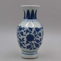 Cổ Sứ Bộ Sưu Tập Đại Thanh Triều Qianlong Hoàng Gia Xanh Trắng Xoắn Nhánh Hoa Văn Ngọc Nồi Mùa Xuân Phần Thưởng Chai Đồ Trang Trí 1-8-16