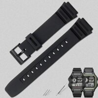 Cổ tay đồng hồ cao su chất lượng cho Casio AE-1200 AE-1300 F-108 W-216 W800H Dây đeo silicon mềm mại màu đen đàn hồi