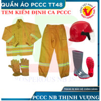 [Có Tem KĐ] Bộ Quần Áo Chữa Cháy Theo TT48 Bộ Công An - Quần Áo Chữa Cháy Cát Vàng Kèm Ủng Mũ Găng Tay Khẩu Trang 5 món