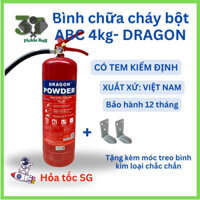 [CÓ TEM KIỂM ĐỊNH] Bình Chữa Cháy Bột ABC 4kg có đồng hồ đo áp suất Dragon chính hãng