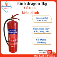 [CÓ TEM KIỂM ĐỊNH] Bình Chữa Cháy Bột ABC 4kg có đồng hồ đo áp suất Dragon chính hãng
