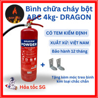 [CÓ TEM KIỂM ĐỊNH] Bình Chữa Cháy Bột ABC 4kg có đồng hồ đo áp suất Dragon chính hãng