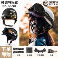 Có Thể Điều Chỉnh Đầu Chu Vi Nửa Mũ Bảo Hiểm Nhật Bản Retro Xe Máy Chứng Nhận Xe Máy Mùa Hè Harley Mũ Bảo Hiểm Nam Nữ Mũ Bảo Hiểm Nhỏ Nửa Anh